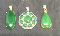 Circle and Oval Pendants With Green Stones
