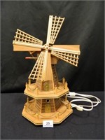 Wooden Windmill Lamp; Works; 16 3/4"h.;