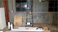 Ladder-Wooden 8' tall with misc PVC & Metal Pipe
