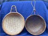 2 Vintage Woven Baskets with Handles