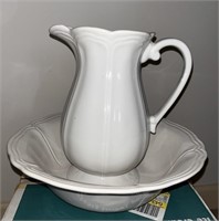 Vintage Federalist Porcelain Wash Bowl & Pitcher