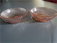 2 Pink Anchor Hocking Queen Mary depression glass