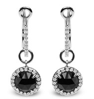 18k Wgold 2.71ct Onyx & Diamond Dangle Earrings