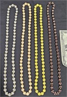 4 Silk Beaded 15" Necklaces Never Worn