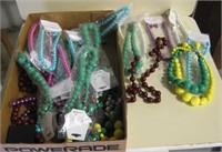 Box Of Large Beaded Necklaces / Earrings