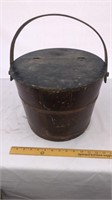 Antique Primitive Wooden Firkin Sugar Bucket