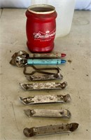 Vintage Beer Bottle openers & Budweiser Koozie