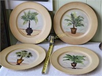 4 decorative Chargers  Palm Tree Design