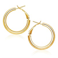 14k Gold High Polish Hoop Earrings