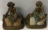 HEAVY BRASS ART DECO WOMEN BOOKEND