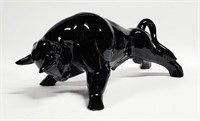 MCM BULL FIGURINE, LARGE GLOSSY CERAMIC SCULPTURE