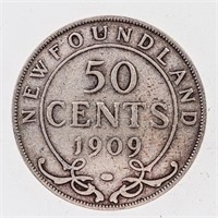NFLD. 1909 Sterling Silver 50 Cents
