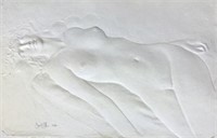 Cast Paper Artwork by Frank Gallo, Reclining Nude