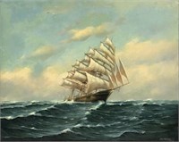 James Fraser Painting of Clipper Ship on the Sea.