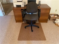 Computer desk, desk chair, chair mat