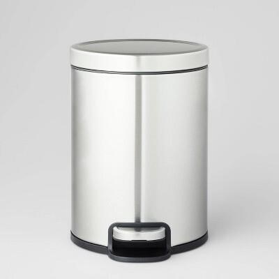 5L Round Step Trash Can Silver - Brightroom