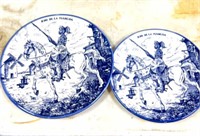 Set of 2 blue and white dishes painted in Spain