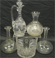 MIXED LIGHT OF FIVE CUT GLASS PIECES