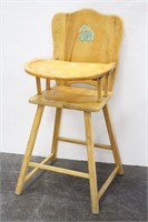 Vintage All Wood High Chair w/ Lamb Decal