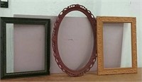 3 frames oval 29 x21 lt brown 19 x25 black 18x23