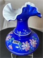 HP Cobalt Blue Overlay Vase, 6” Tall,