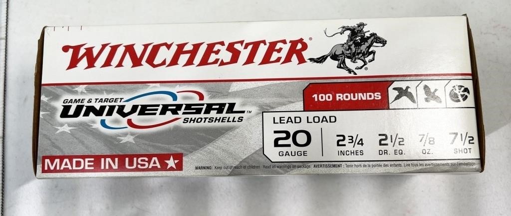 100rds 20ga ammunition: Winchester Universal,