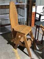 Oak Combination Chair/ Ironing Board,Step Stool
