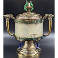 An Impressive Chinese Gilt Silver, Enamel, And Ja