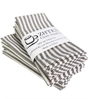 New Plain Striped Dinner Cloth Napkins, Set of 12