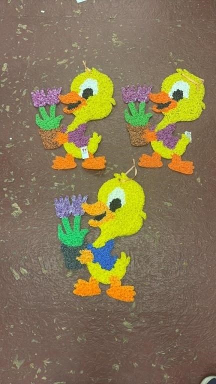 Lot of 3 Duck Easter Popcorn Decorations