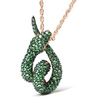 18k R. Gold Round 3.23ct Tsavorite Snake Necklace