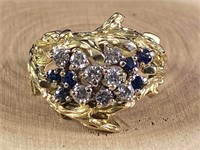 Vintage Custom 14K Gold Diamond & Sapphire Cluster