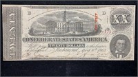1863 $20 Confederate States of America T-58