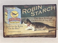 Robin starch metal advertising sign
