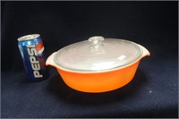 FIRE KING ORANGE CASSAROLE DISH WITH LID