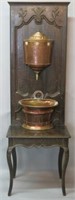 ENGLISH OAK HIGH STAND WITH COPPER LAVABO BASINS