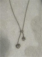 STERLING SILVER AND CZ HEART NECKLACE 18"