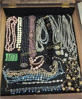 Showcase A Lot Estate Costume Jewelry. Necklaces,