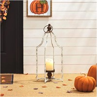 $44  Glitzhome Farmhouse White Metal Lanterns Deco