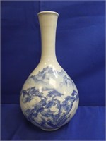 Oriental Blue & White Vase 14" H