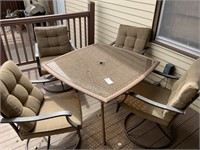Outdoor Table, 4 Chairs & Extra Cushions