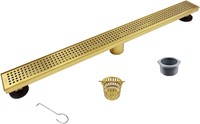 26 Linear Shower Drain  304 Stainless  Gold
