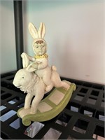 Vintage Boy on Rocking Bunny