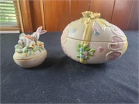 6" ceramic easter egg trinket box, 3" Lefton