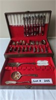 WM ROGERS PLATED SILVER FLATWARE SET WITH STORAGE
