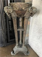 Ornate Metal Rams head bowl on three legged