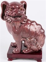 Antique Chinese Foo Dog Lion Pottery Figure
