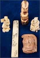Chinese Ivory, African Bone, & Mayan Figures