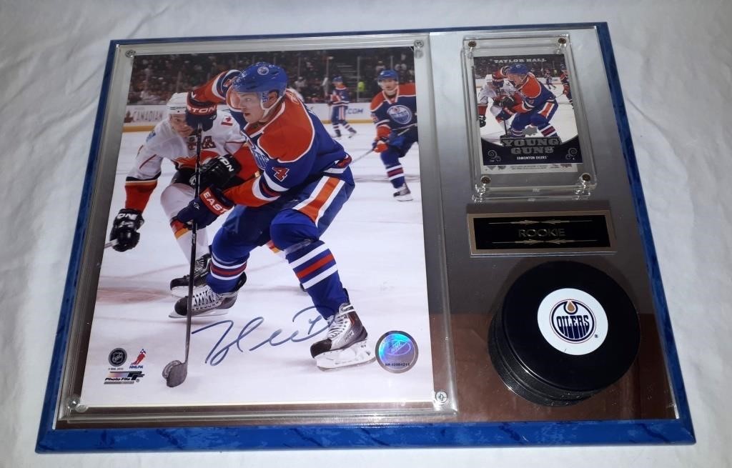 Taylor Hall Oilers autographed rookie photo.
