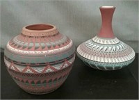 Box-2 PC. Carved & Etched Native American Pottery